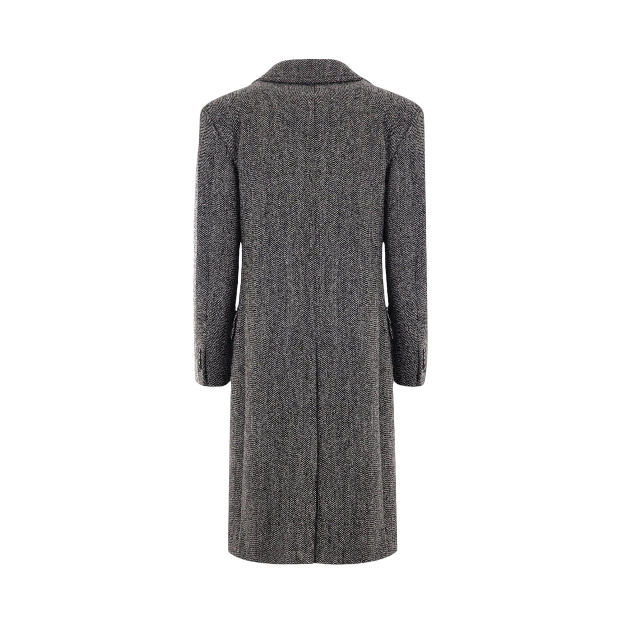 Herringbone Wool Double-breasted Coat-BOTTEGA VENETA-JOHN JULIA