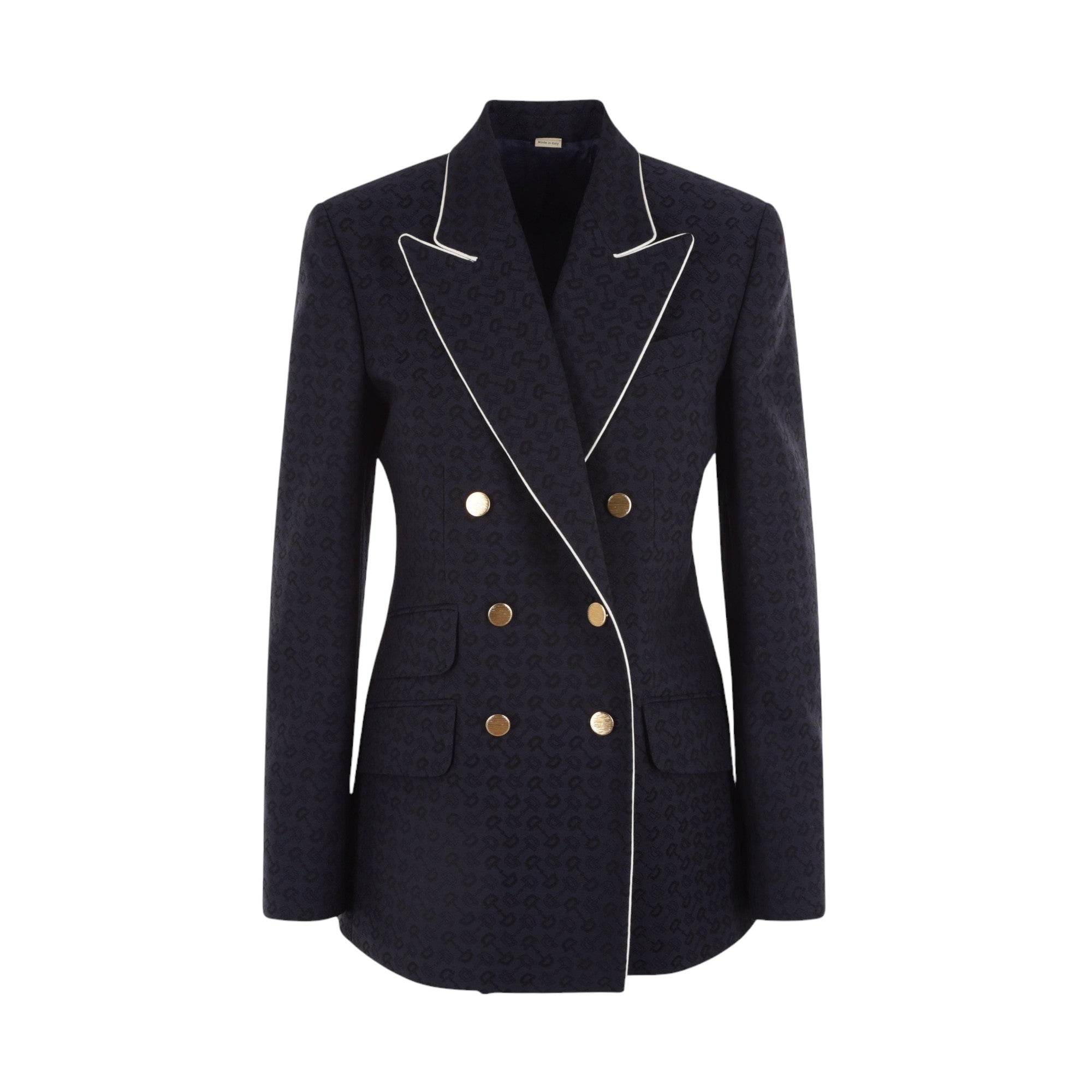 Horsebit Cotton Jacquard Jacket-GUCCI-JOHN JULIA