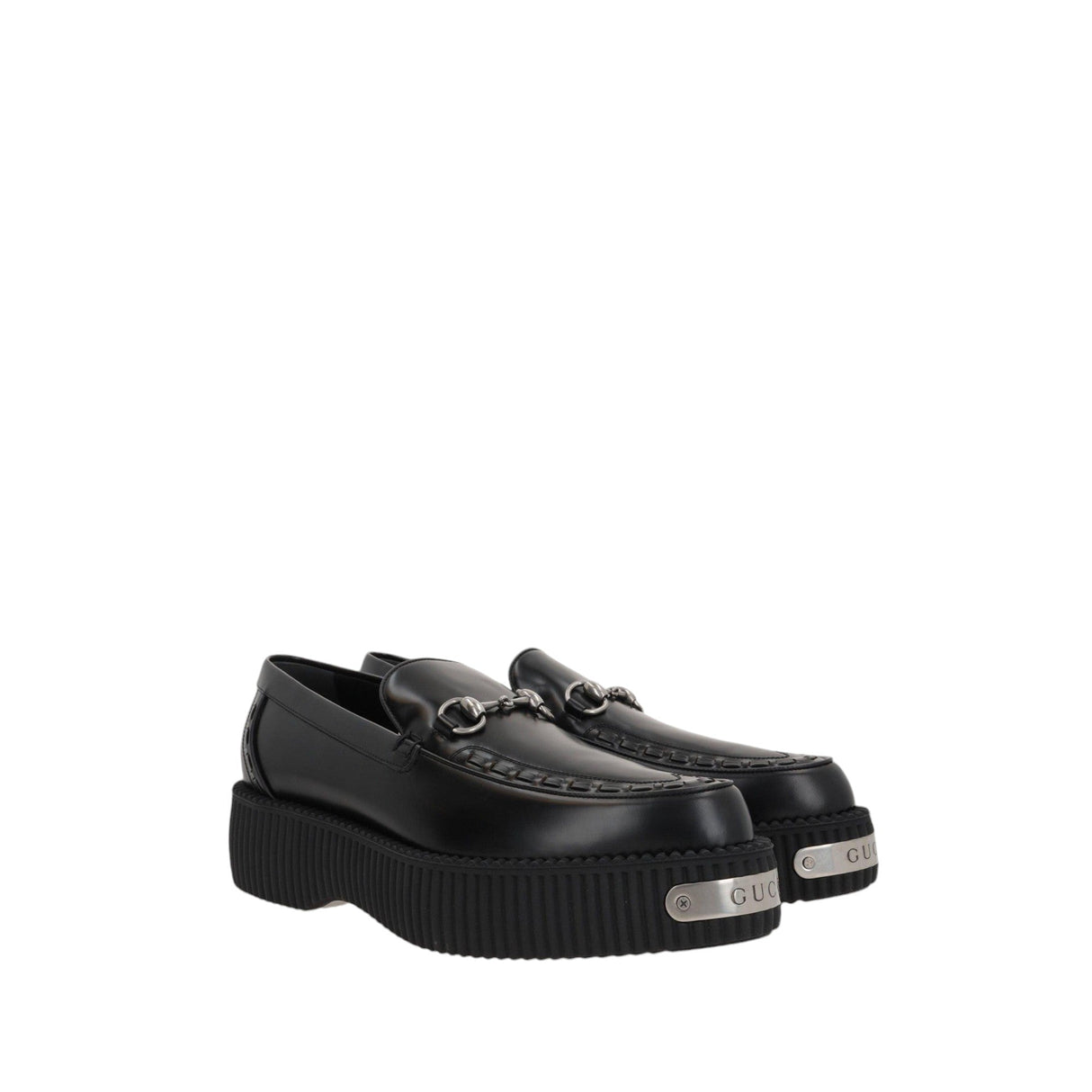 Horsebit Smooth Leather Creeper Loafers-GUCCI-JOHN JULIA