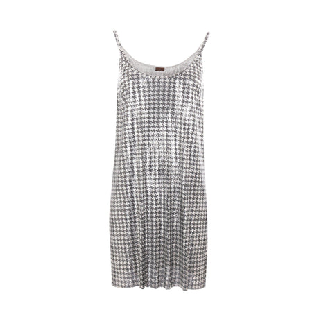 Houndstooth Print Metal Mesh Minidress-RABANNE-JOHN JULIA