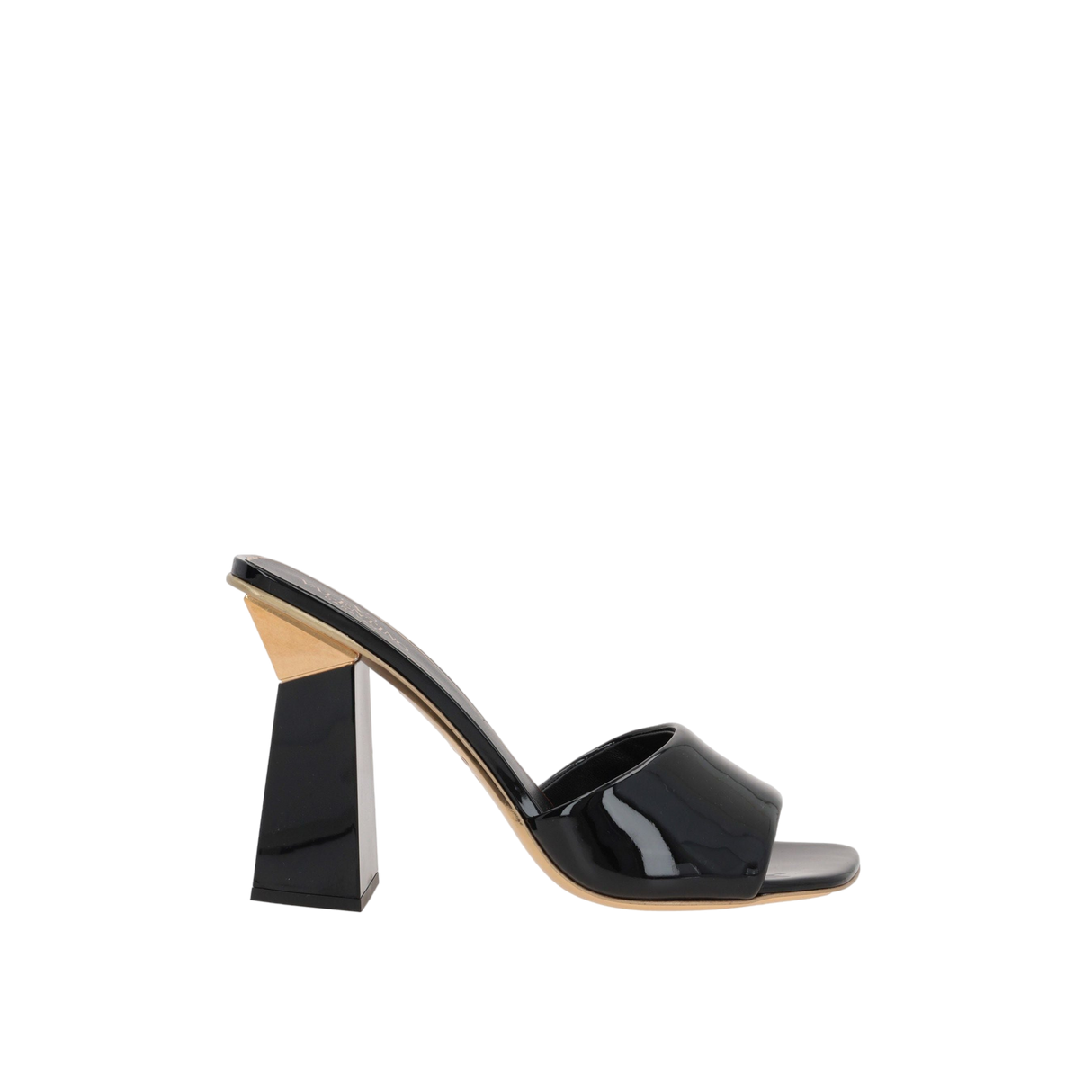 Hyper One Stud Patent Leather Slide Sandals-VALENTINO GARAVANI-JOHN JULIA