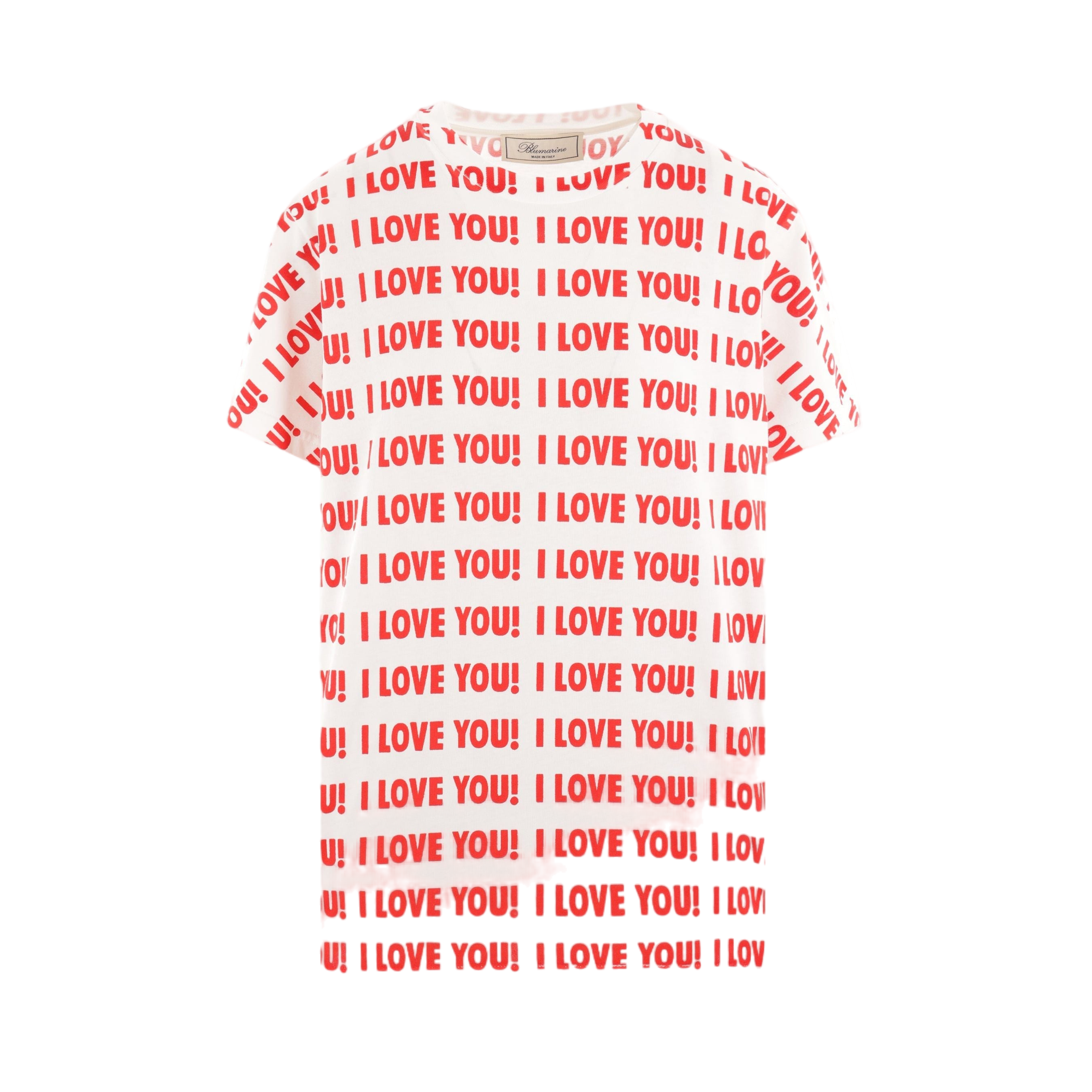 I Love You! Print Cotton T-shirt-BLUMARINE-JOHN JULIA