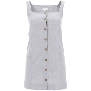 Buttoned Melange Wool Pinafore Dress