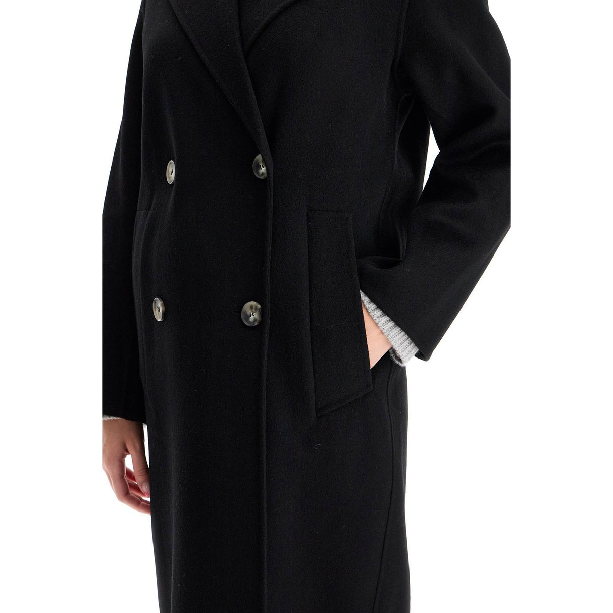 Double-Breasted Wool Coat Hand-Stitched Soft RWS Certified Wool