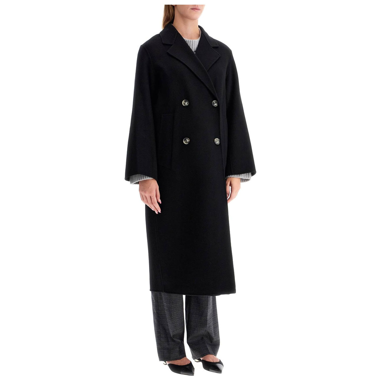 Double-Breasted Wool Coat Hand-Stitched Soft RWS Certified Wool