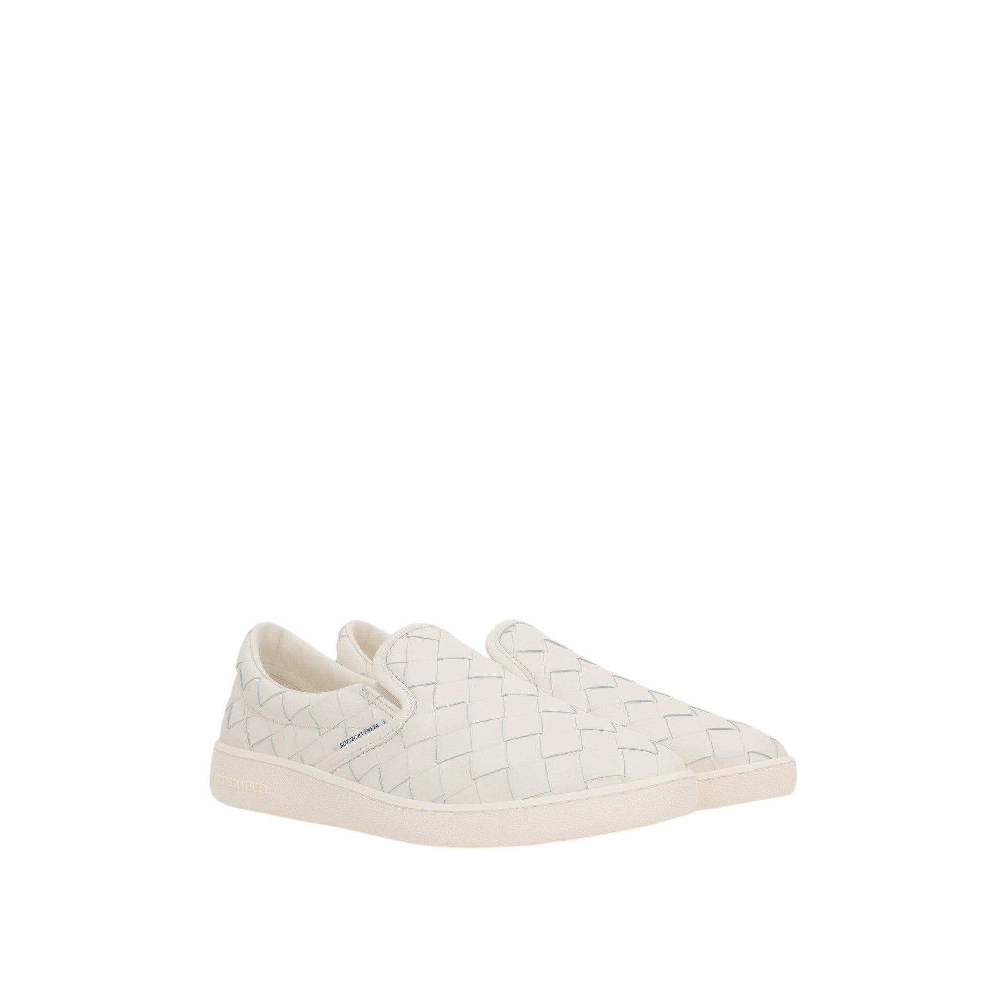 Intrecciato Leather Slip-On Sneakers-BOTTEGA VENETA-JOHN JULIA