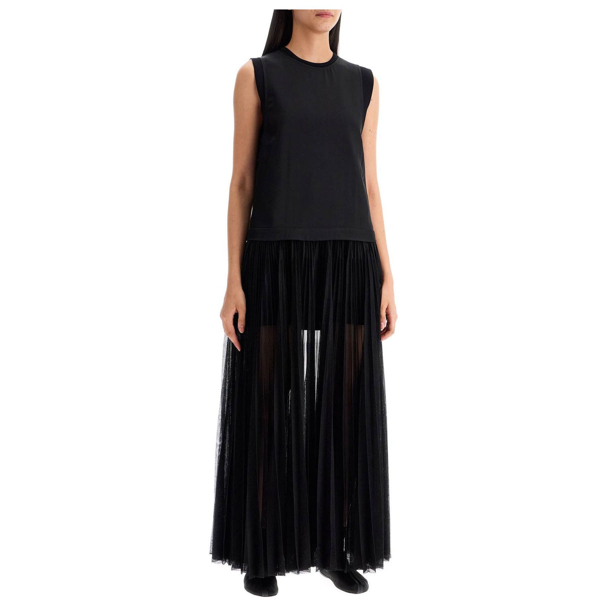 Layered Knit Pleated Dress