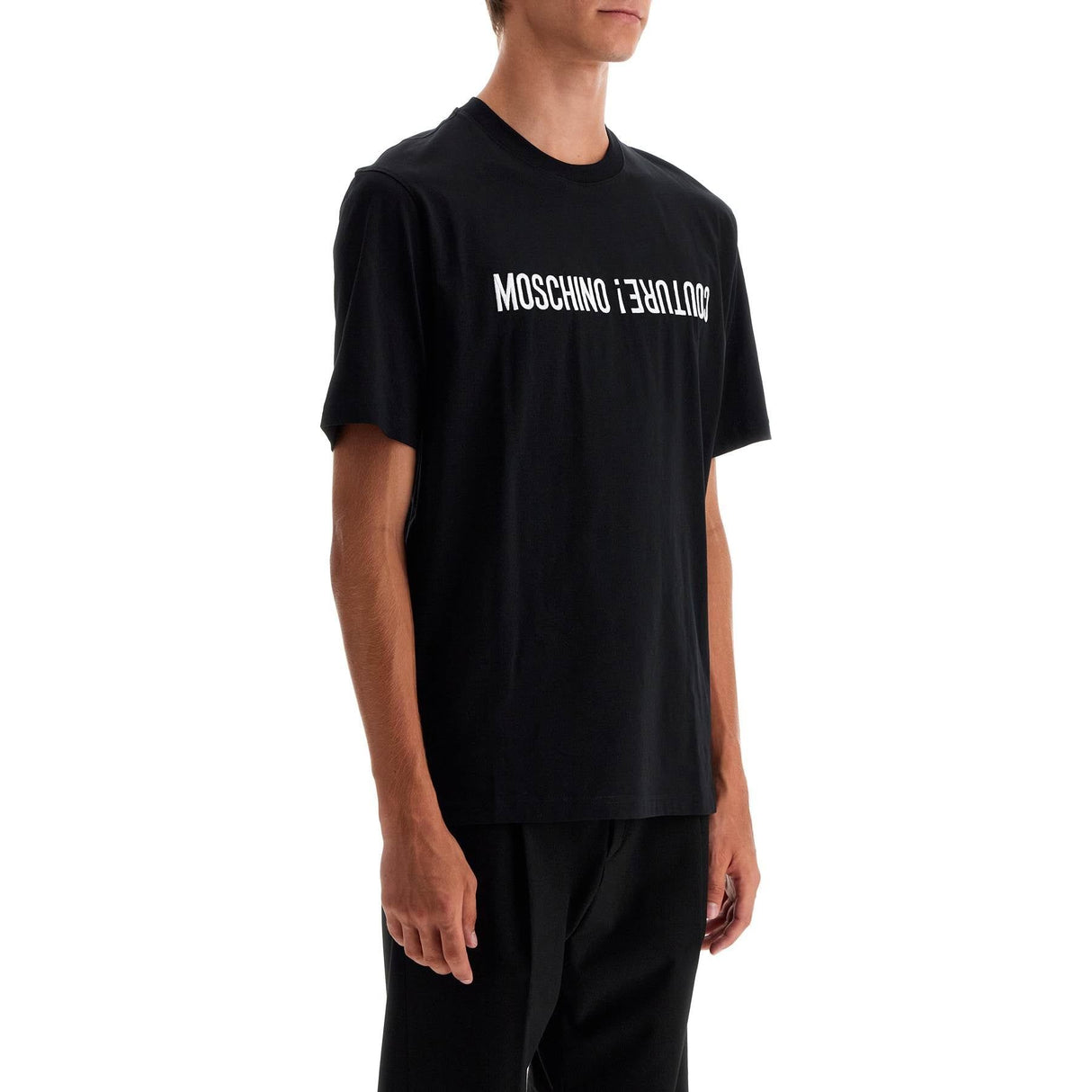 MOSCHINO-Upside Down Logo Organic Cotton T-Shirt -JOHN JULIA.