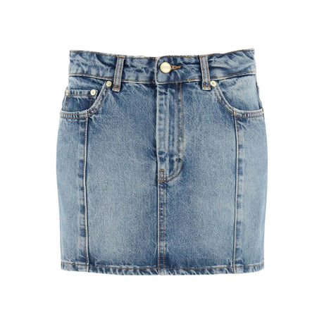 Tint Wash Sparkle Logo Organic Cotton Denim Mini Skirt.