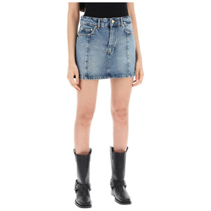 Tint Wash Sparkle Logo Organic Cotton Denim Mini Skirt.