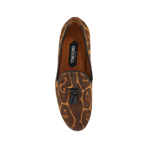 Leopard-Print Pony Hair Tasselled Loafers