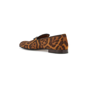 Leopard-Print Pony Hair Tasselled Loafers