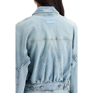 GANNI-Stretch Denim Bomber Jacket In 8 -JOHN JULIA.