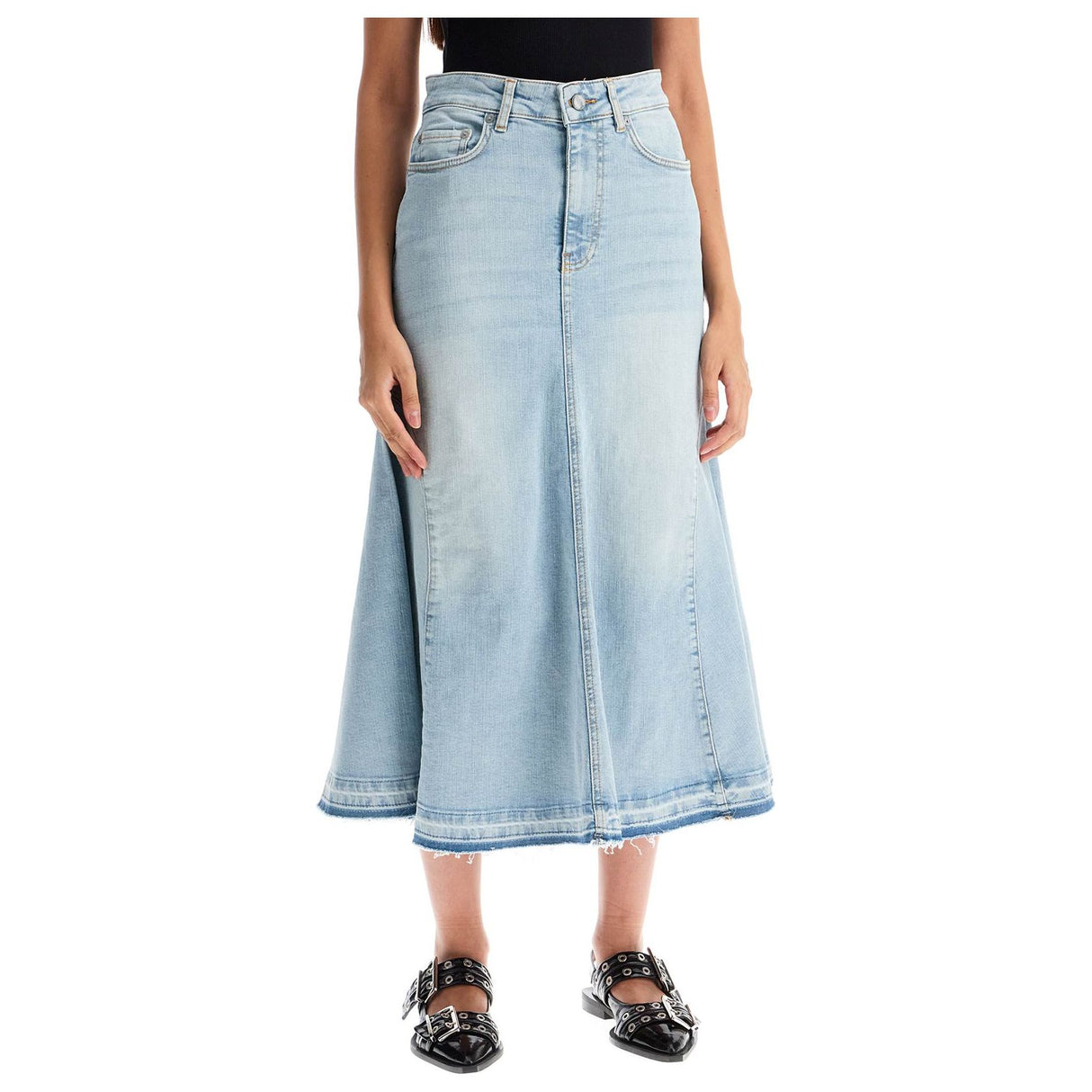 GANNI-Flared Denim Skirt. -JOHN JULIA.