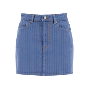 Organic Overdyed Denim Striped Mini Skirt.