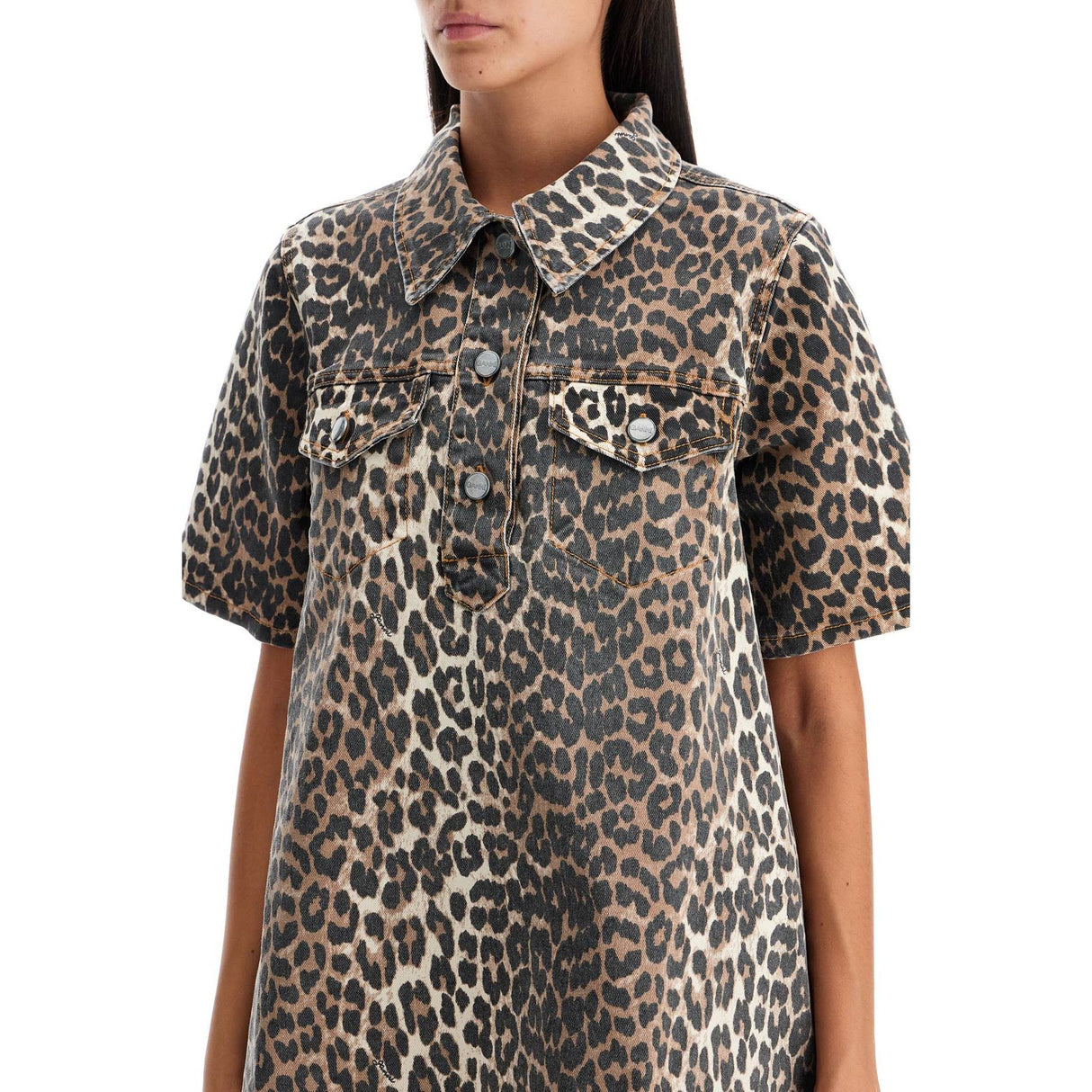 Animal Print Denim Mini Dress