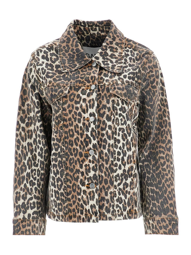 Leopard Print Denim Jacket-Ganni-JOHN JULIA