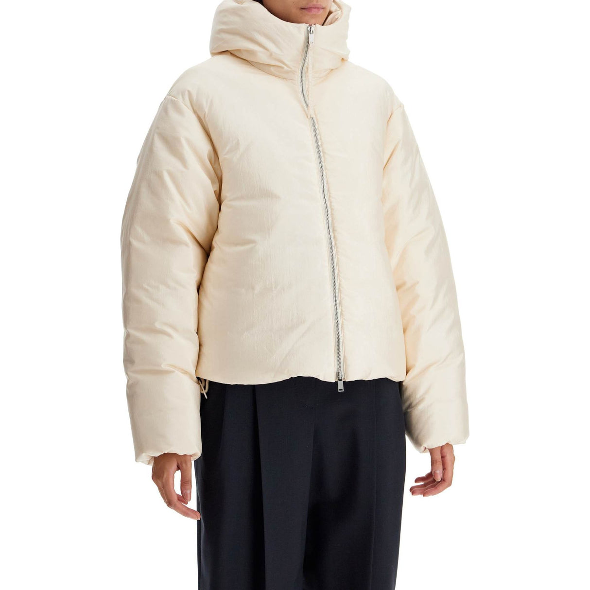 Short Down Jacket in Silk Blend