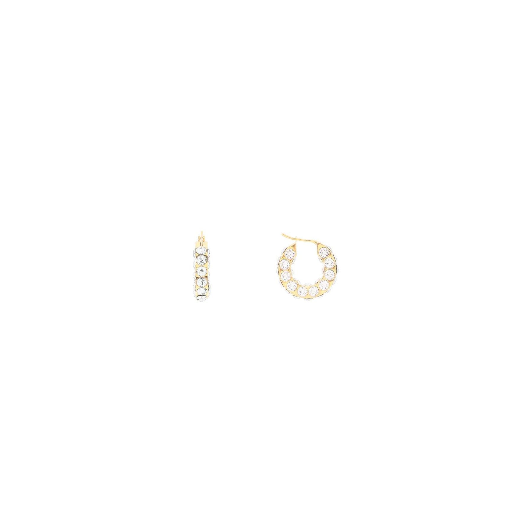 Gold-Finished Brass Small Jahleel Hoop Earrings with Crystals