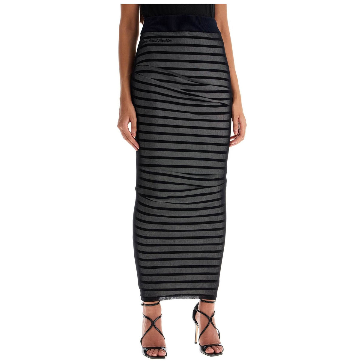 Striped Ribbed Long Skirt