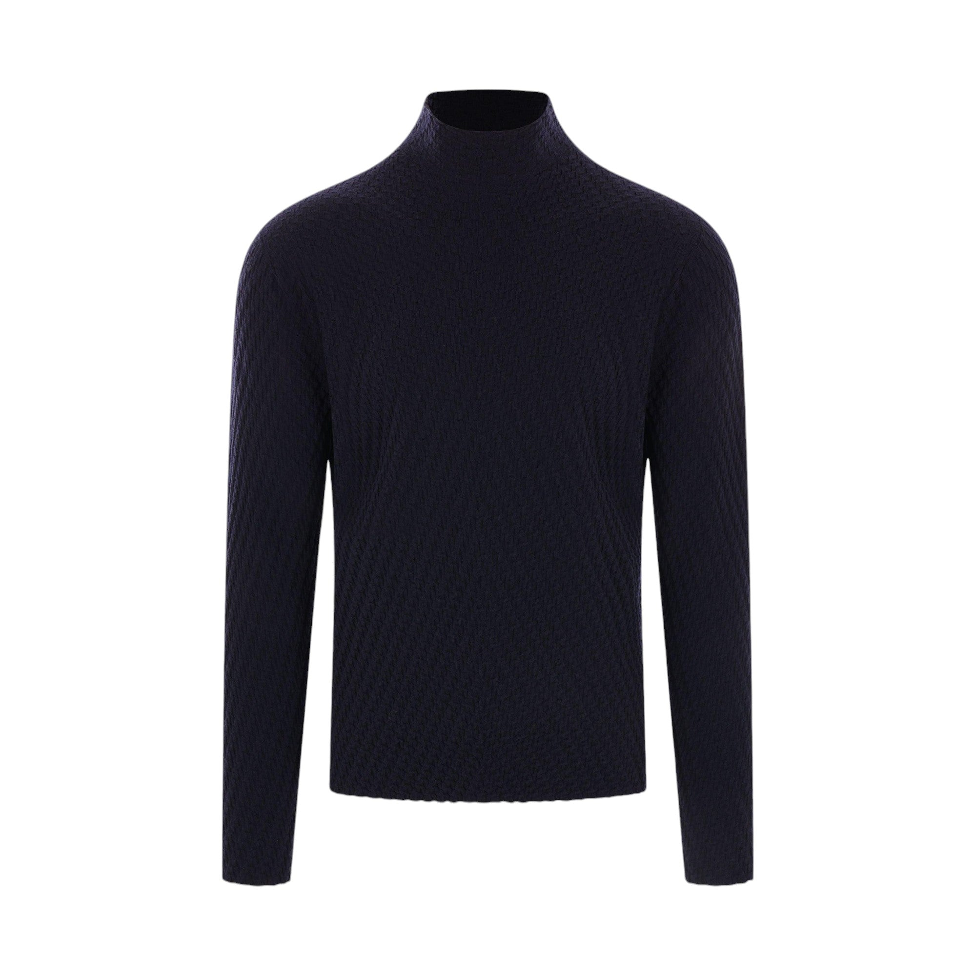 Jacquard Wool Mock Neck Sweater-GIORGIO ARMANI-JOHN JULIA