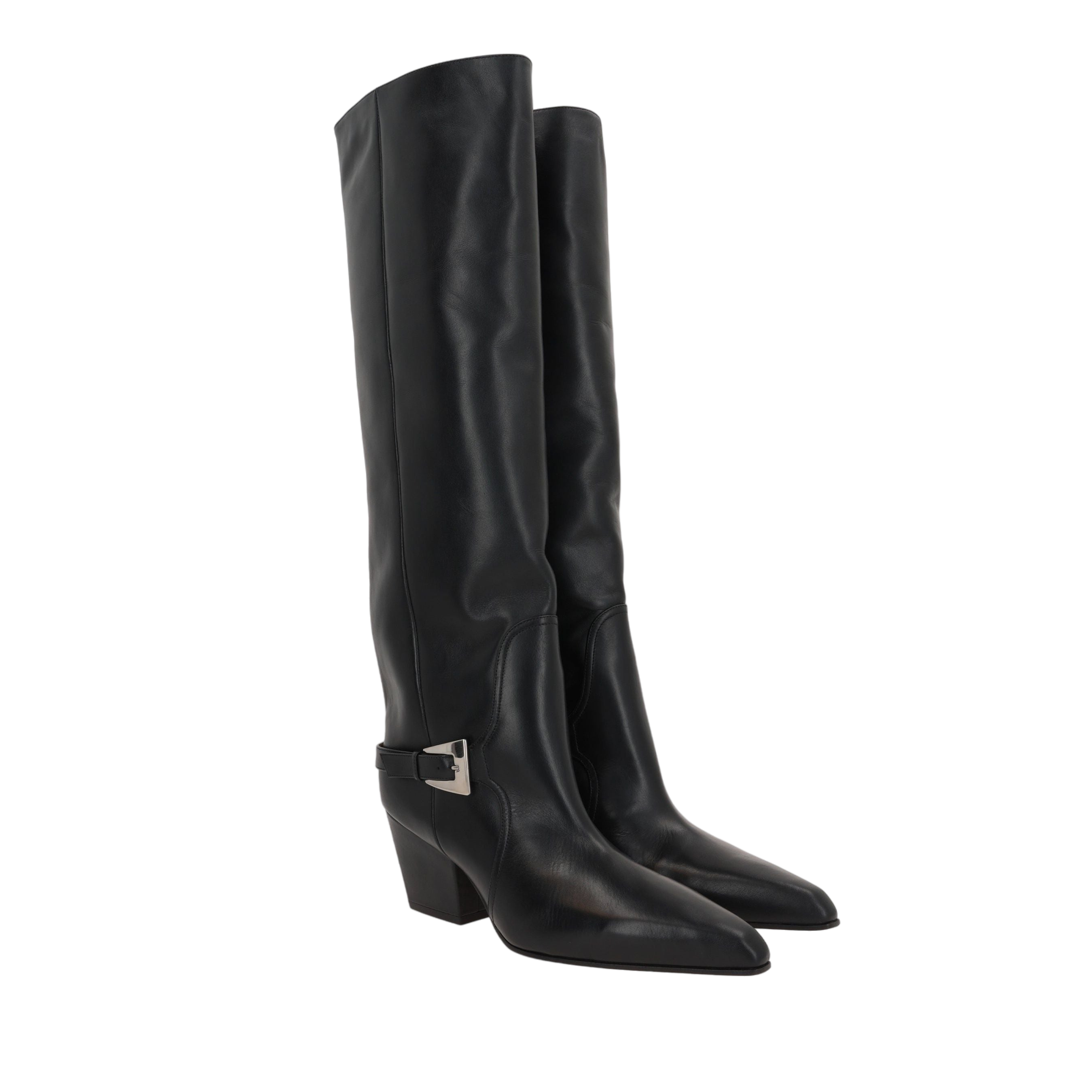 Jane Buckle Smooth Leather Boots-PARIS TEXAS-JOHN JULIA