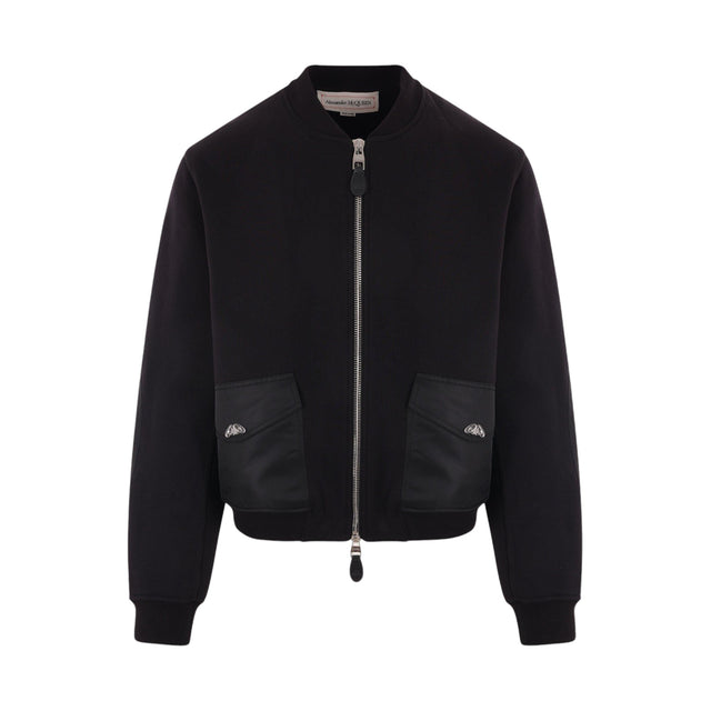 Jersey and Nylon Bomber Jacket-ALEXANDER MCQUEEN-JOHN JULIA