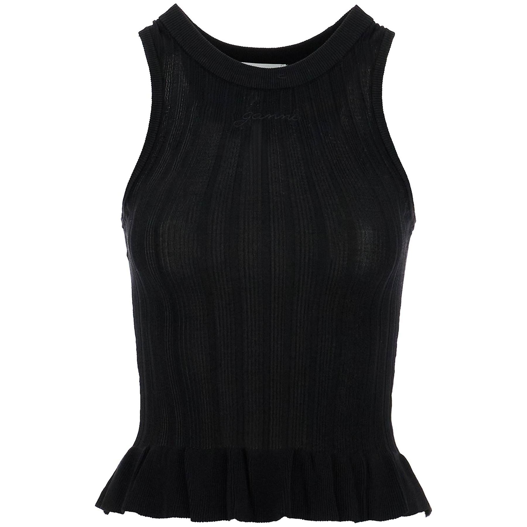 Ribbed Knit Tank Top With Spaghetti Straps