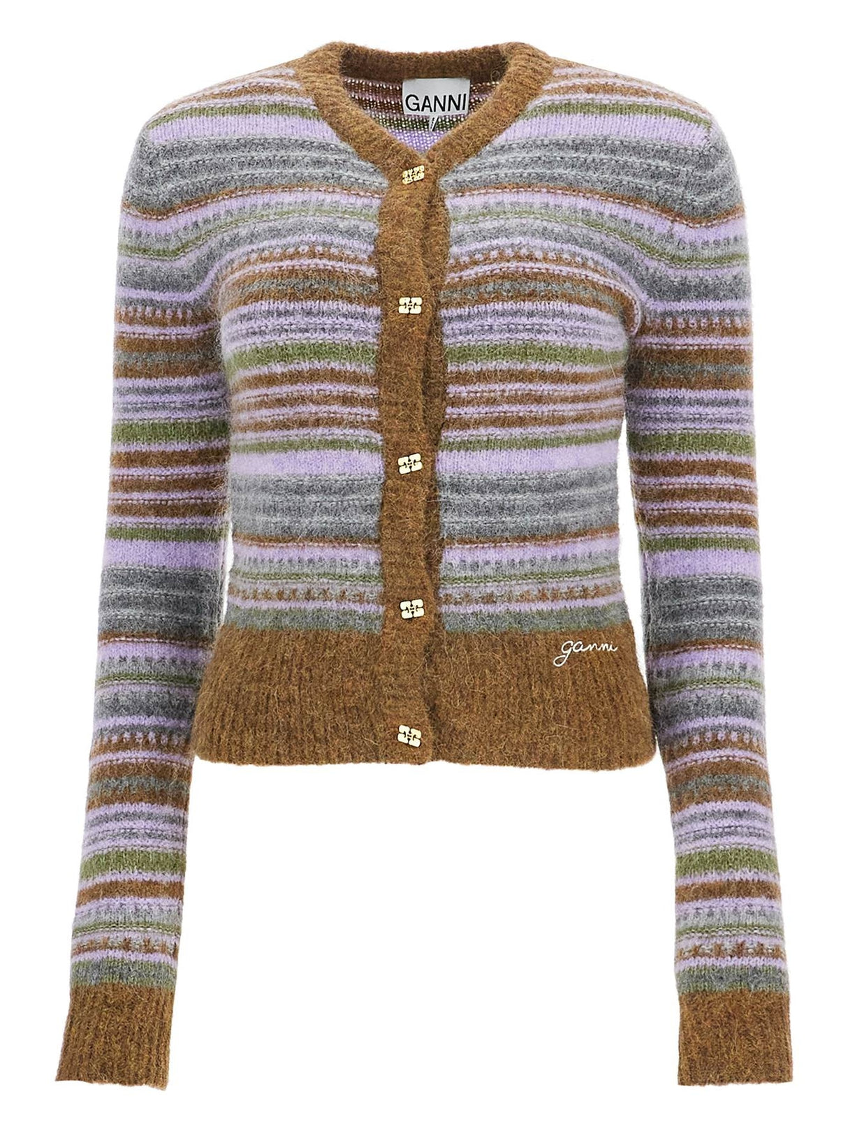 Soft Striped Knit Cardigan-Ganni-JOHN JULIA