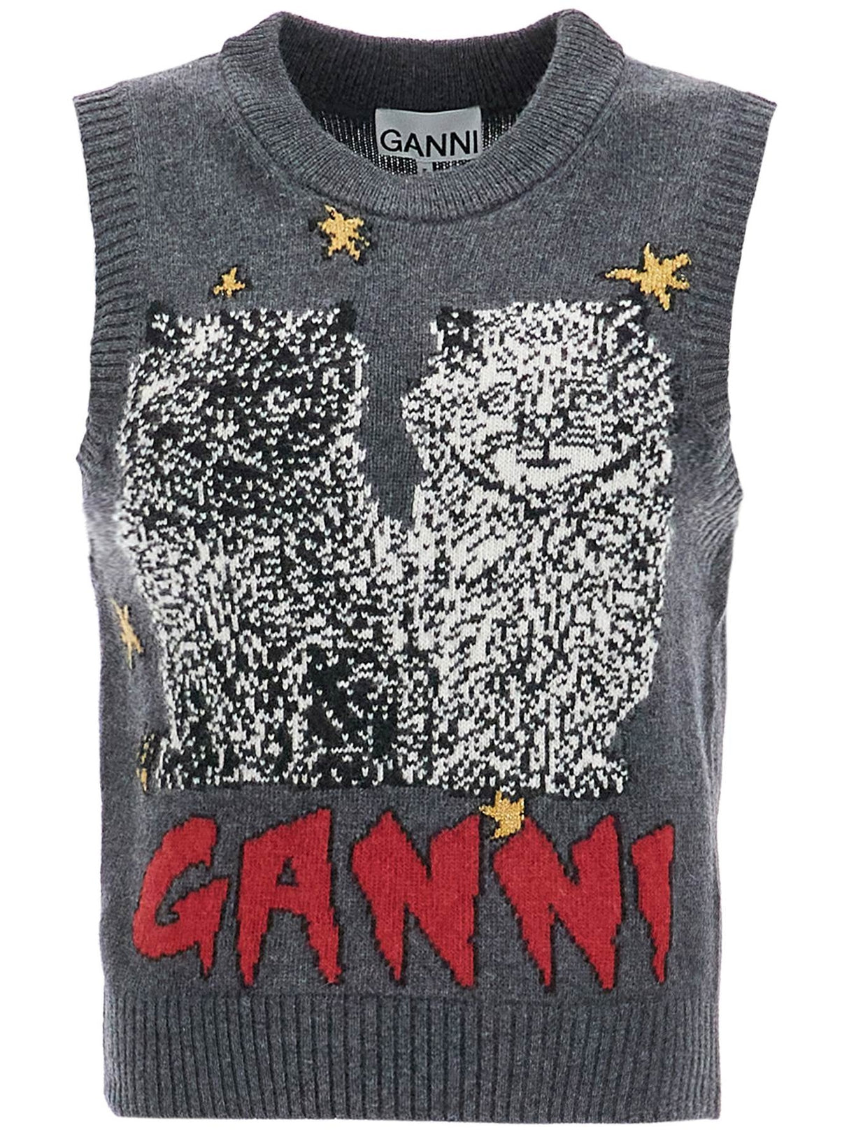 Graphic Cats Knit Vest-GANNI-JOHN JULIA