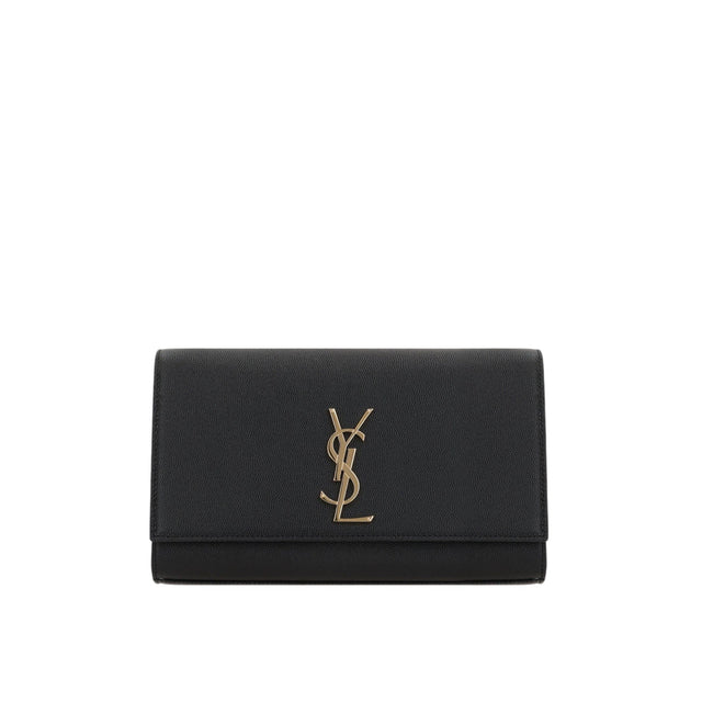 Kate Medium Chain Bag In Grain De Poudre Leather-SAINT LAURENT-JOHN JULIA