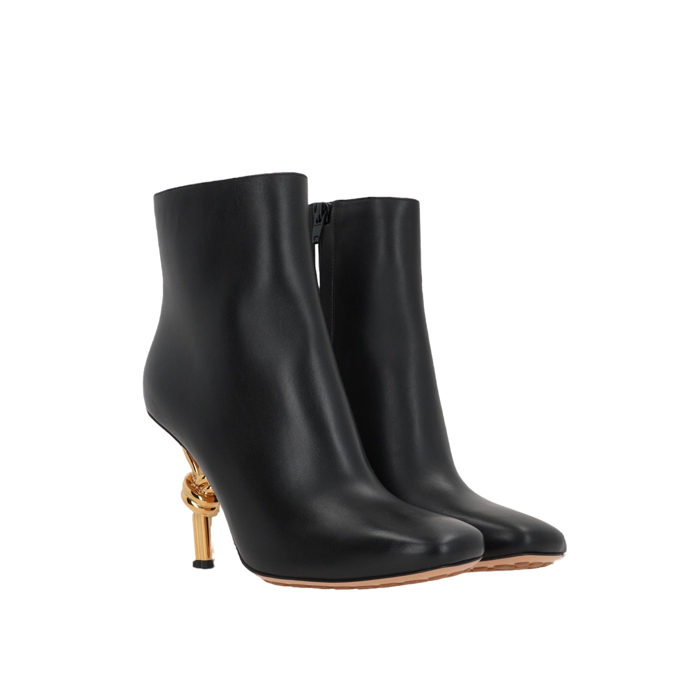 Knot Smooth Leather Ankle Boots-BOTTEGA VENETA-JOHN JULIA