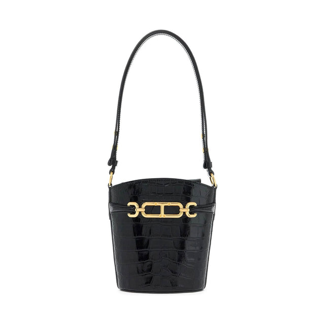 TOM FORD-Small Patent Croc-Embossed Whitney Bucket Bag -JOHN JULIA.