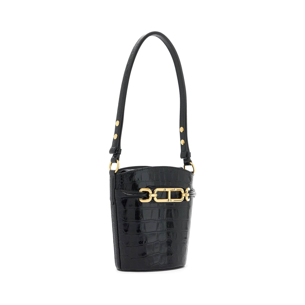 TOM FORD-Small Patent Croc-Embossed Whitney Bucket Bag -JOHN JULIA.