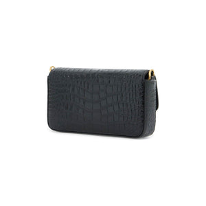 Wallis Croc-Embossed Leather Bag