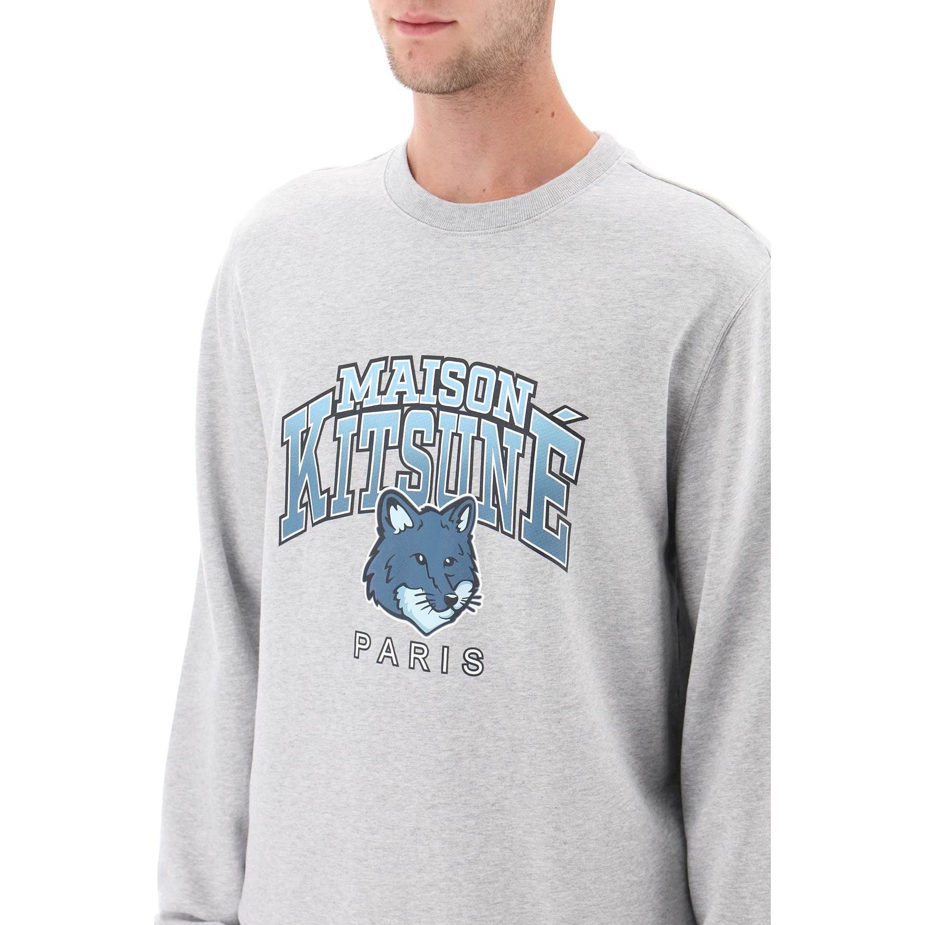 Crew Neck Sweatshirt With Campus Fox Print