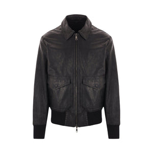 Leather Aviator Jacket-GIORGIO BRATO-JOHN JULIA