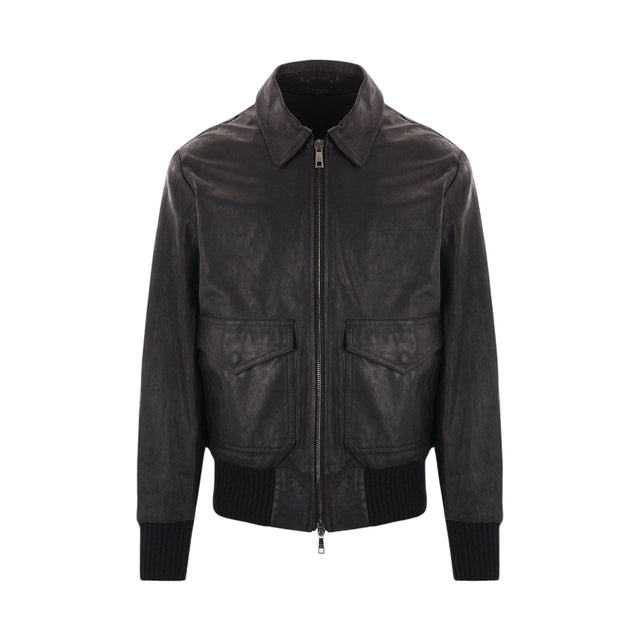 Leather Aviator Jacket-GIORGIO BRATO-JOHN JULIA