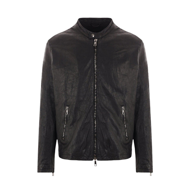 Leather Biker Jacket-GIORGIO BRATO-JOHN JULIA