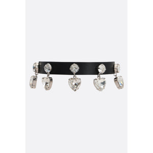 Leather Choker With Pendant Hearts-ALESSANDRA RICH-JOHN JULIA