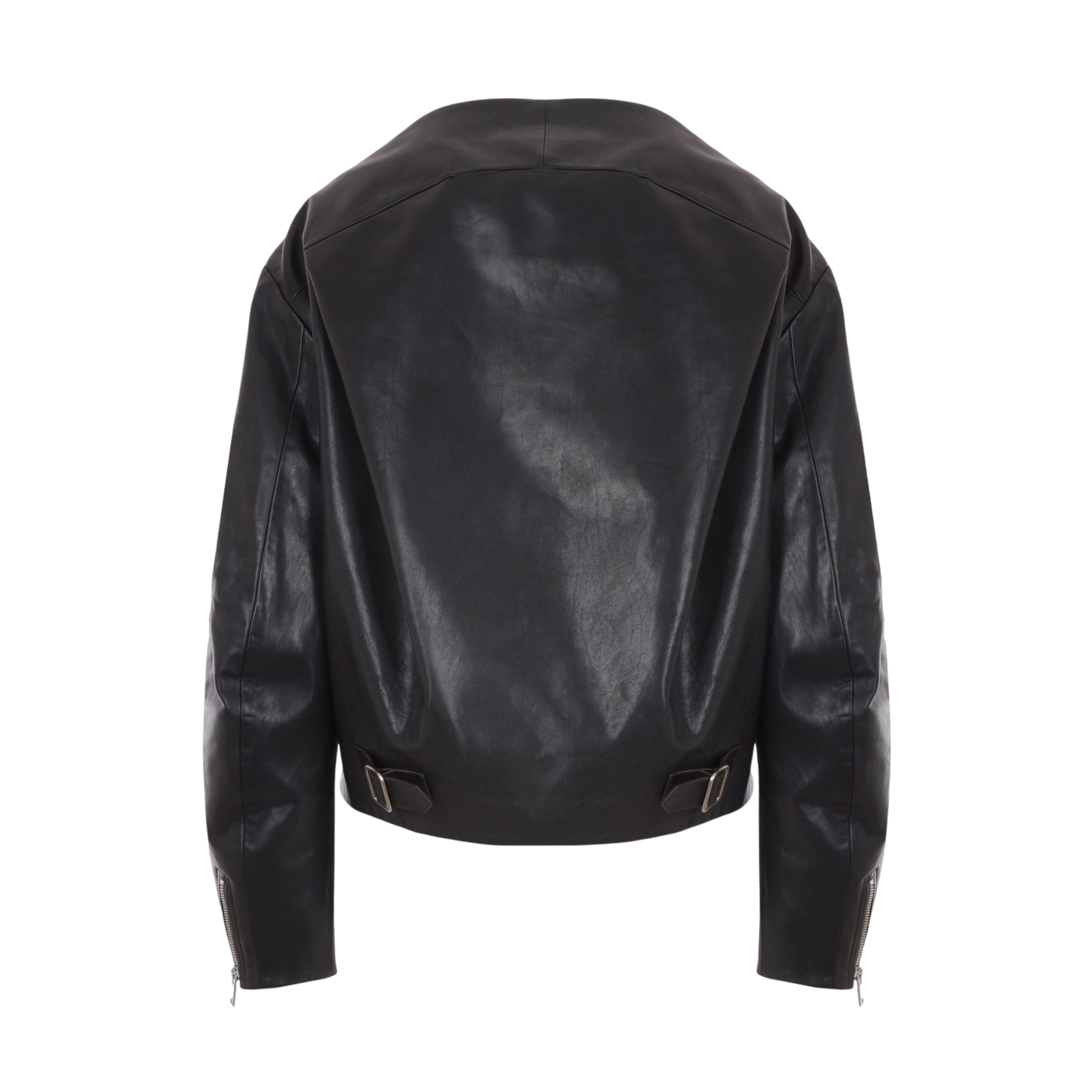 Leather Cropped Jacket-PRADA-JOHN JULIA