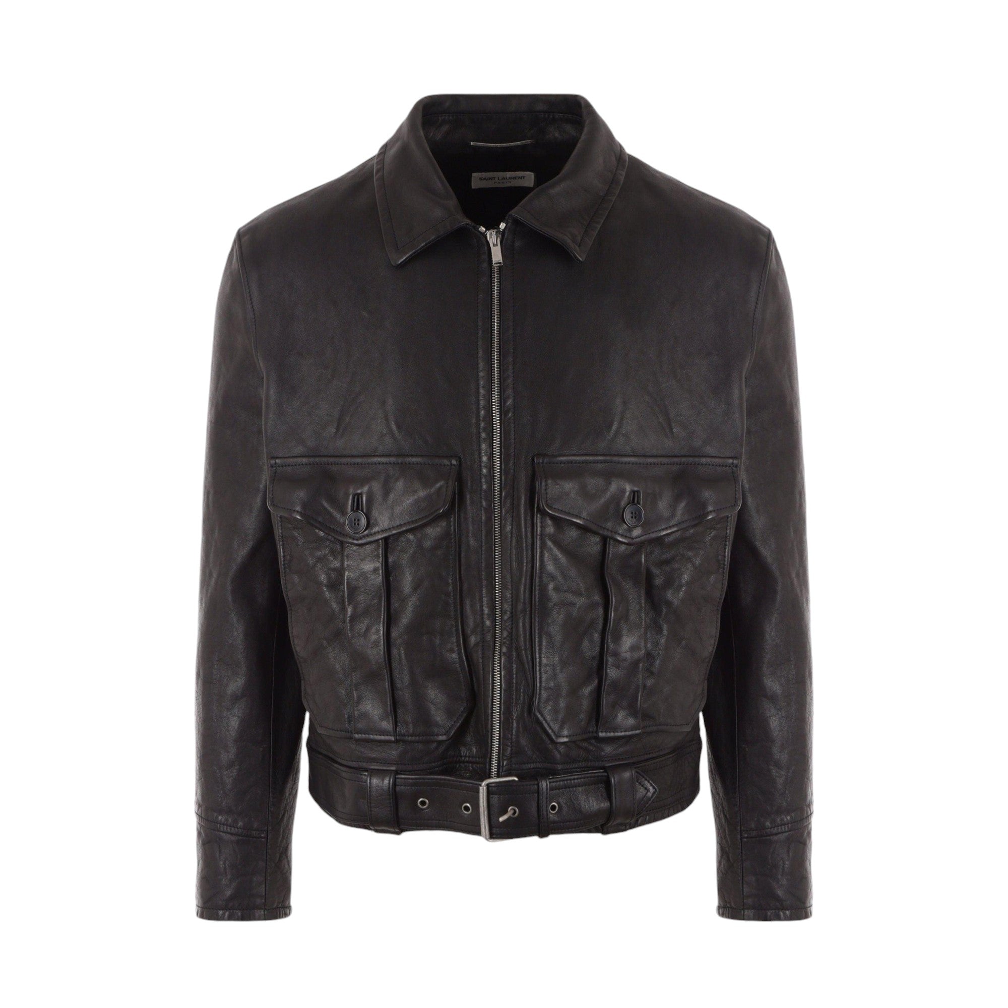 Leather Jacket-SAINT LAURENT-JOHN JULIA