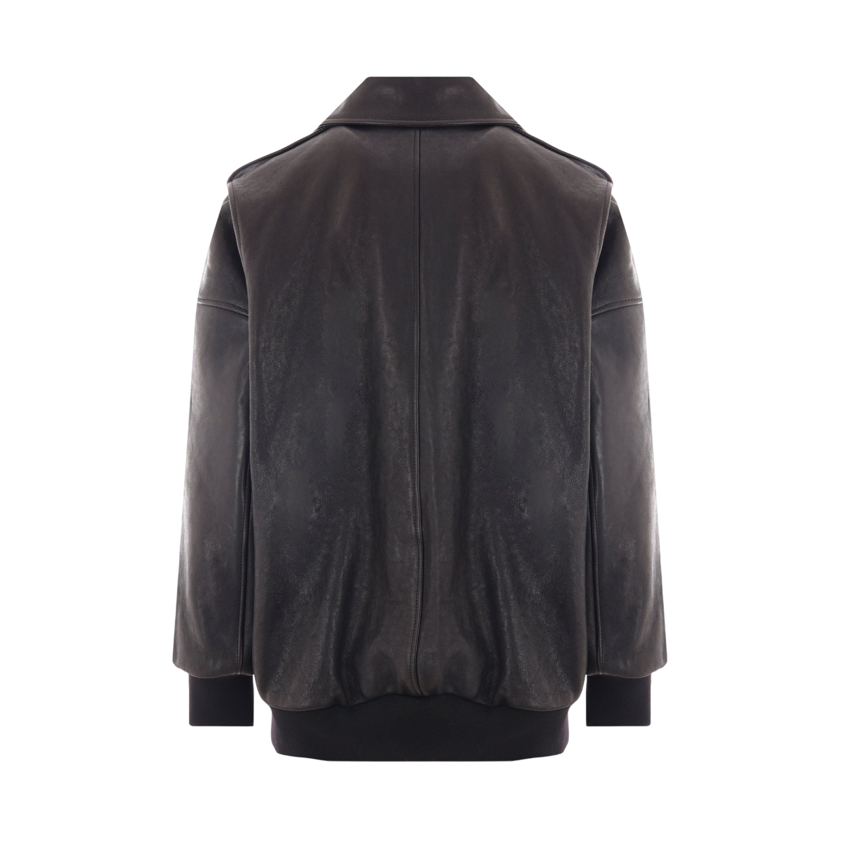 Leather Oversize Aviator Jacket-ALEXANDER MCQUEEN-JOHN JULIA