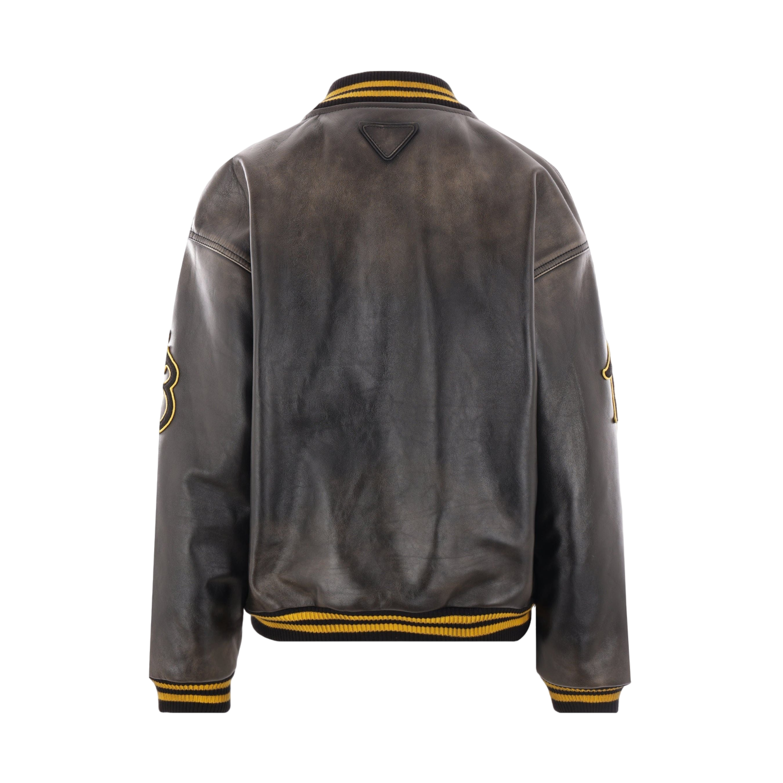 Leather Oversize Bomber Jacket-PRADA-JOHN JULIA