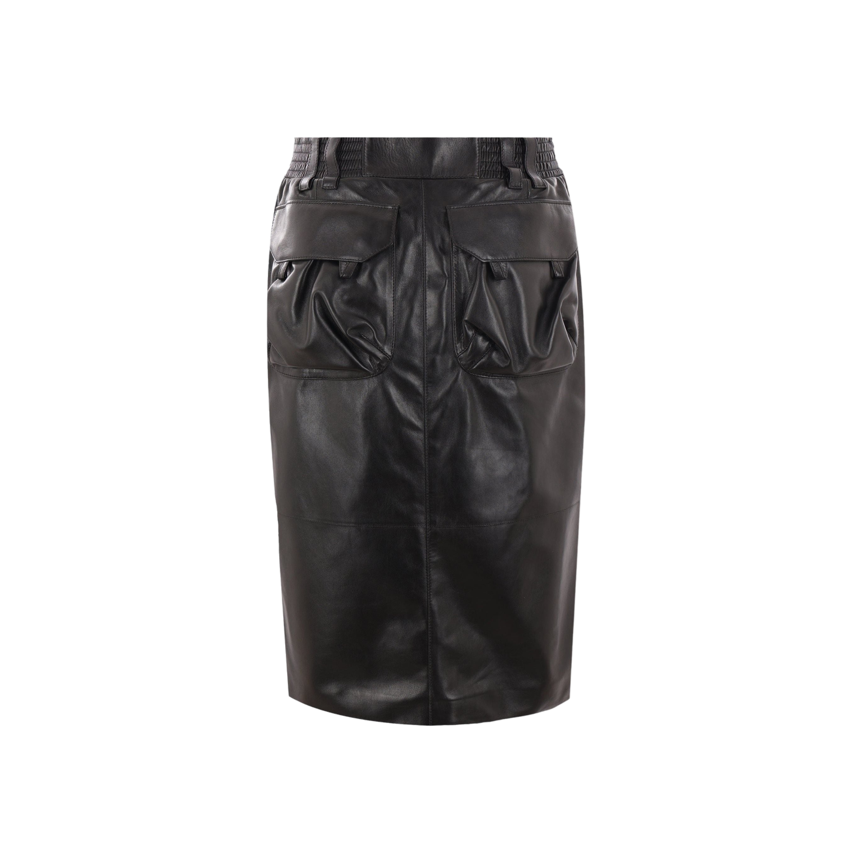 Leather Pencil Skirt-SAINT LAURENT-JOHN JULIA