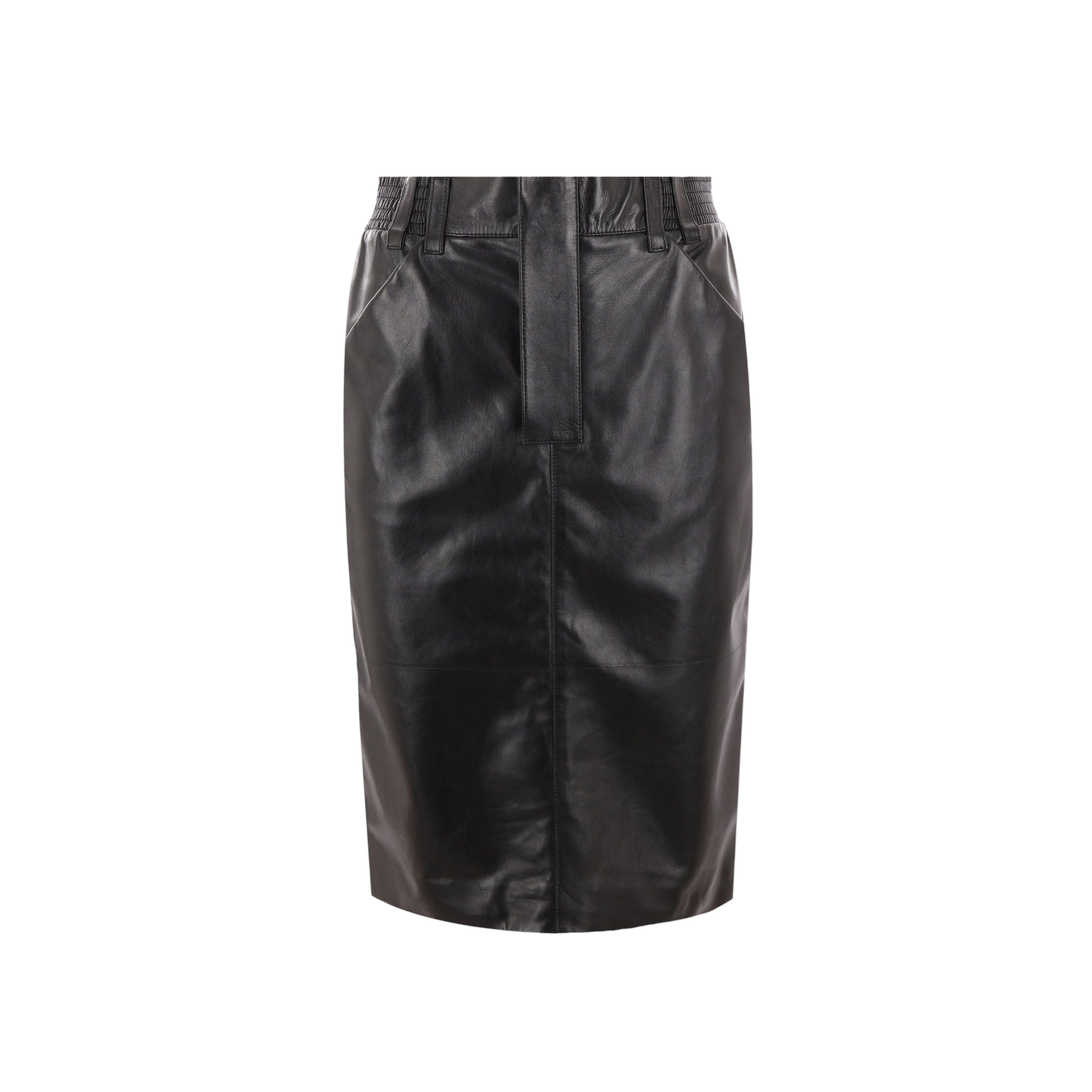 Leather Pencil Skirt-SAINT LAURENT-JOHN JULIA