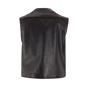 Leather Sleeveless Jacket-PRADA-JOHN JULIA