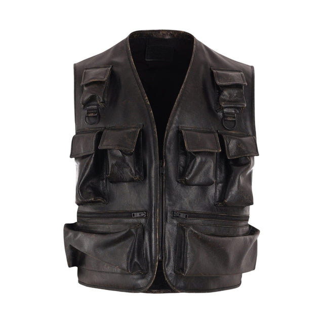 Leather Sleeveless Jacket-PRADA-JOHN JULIA