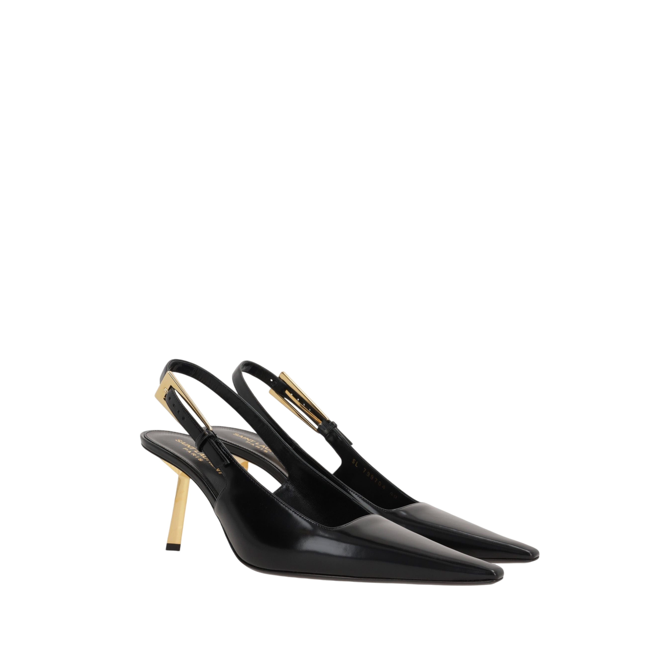 Lee Glossy Leather Slingbacks-SAINT LAURENT-JOHN JULIA