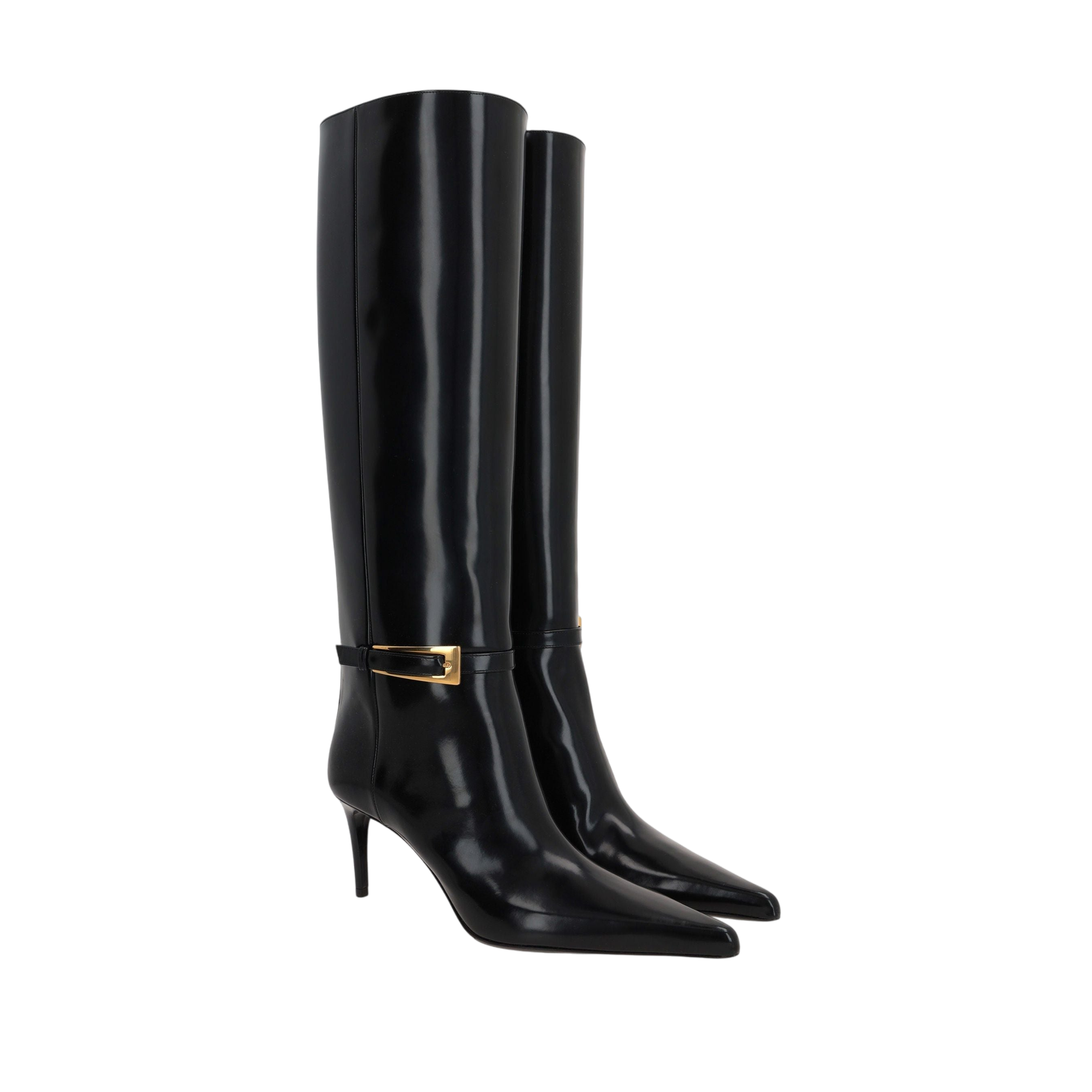 Lee Shiny Leather Boots-SAINT LAURENT-JOHN JULIA